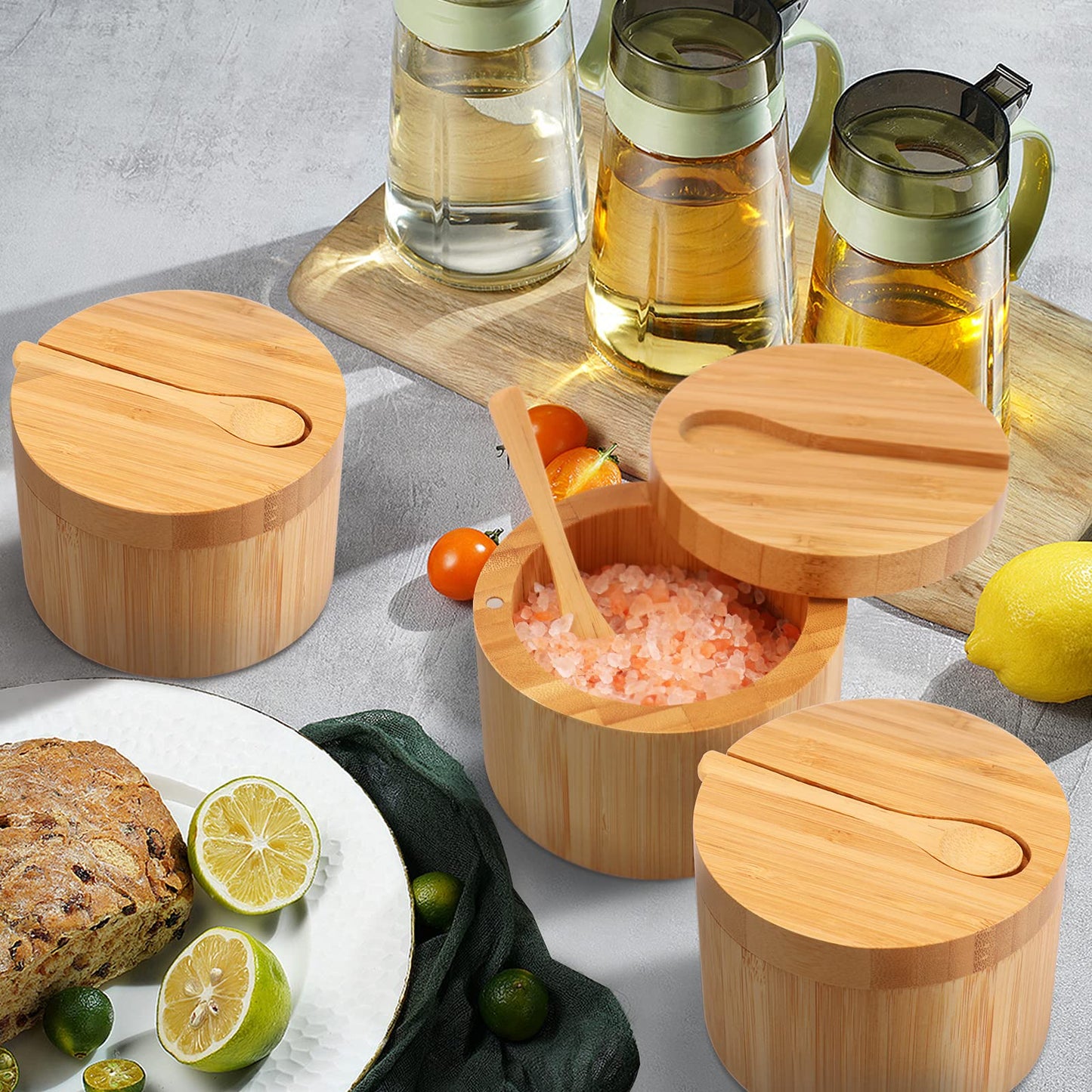 Bamboo salt container